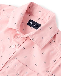 Boys Print Poplin Button Up Shirt