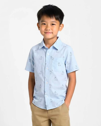 Boys Dad And Me Bunny Poplin Button Up Shirt