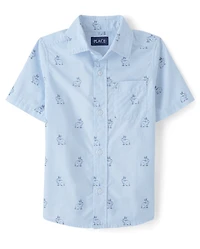 Boys Dad And Me Bunny Poplin Button Up Shirt