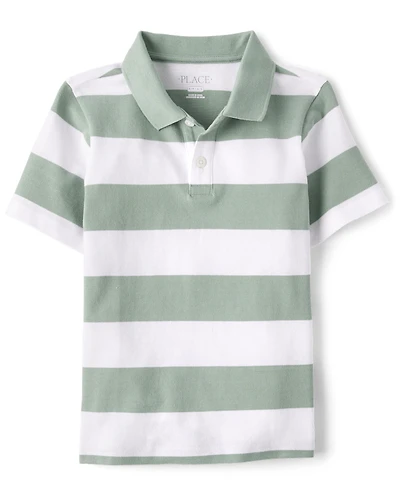 Boys Striped Soft Pique Polo
