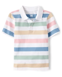 Boys Striped Soft Pique Polo
