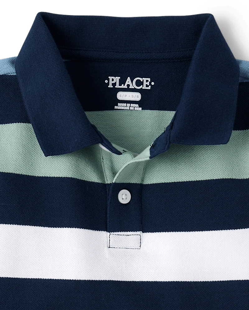 Boys Striped Soft Pique Polo