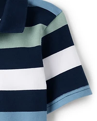Boys Striped Soft Pique Polo