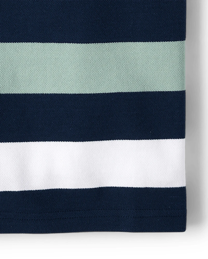 Boys Striped Soft Pique Polo