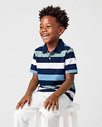 Boys Striped Soft Pique Polo