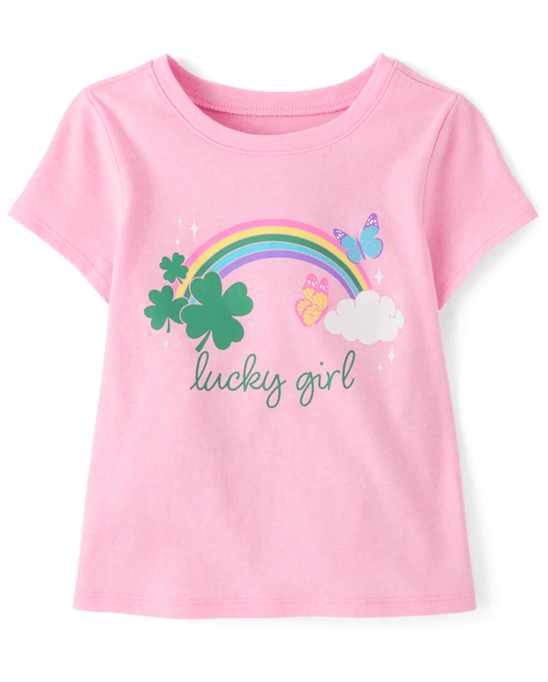 Baby And Toddler Girls St. Patrick's Day Lucky Girl Graphic Tee