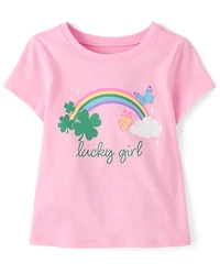 Baby And Toddler Girls St. Patrick's Day Lucky Girl Graphic Tee