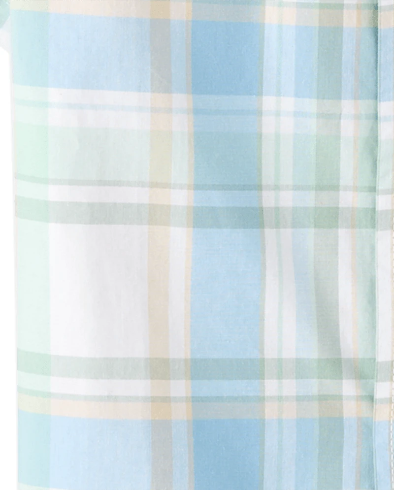 Chemise à carreaux en popeline boutonnée pour garçon