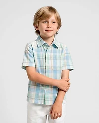 Chemise à carreaux en popeline boutonnée pour garçon