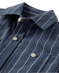 Boys Striped Textured Button Up Shirt