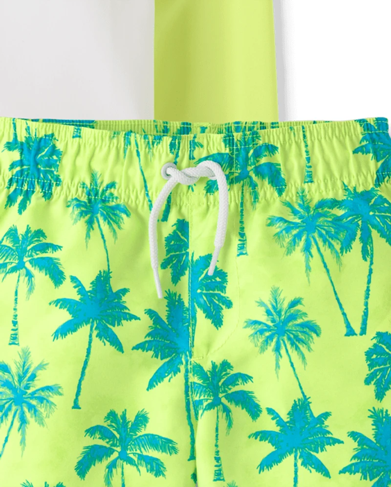 Boys Palm Tree Rashguard Swimsuit