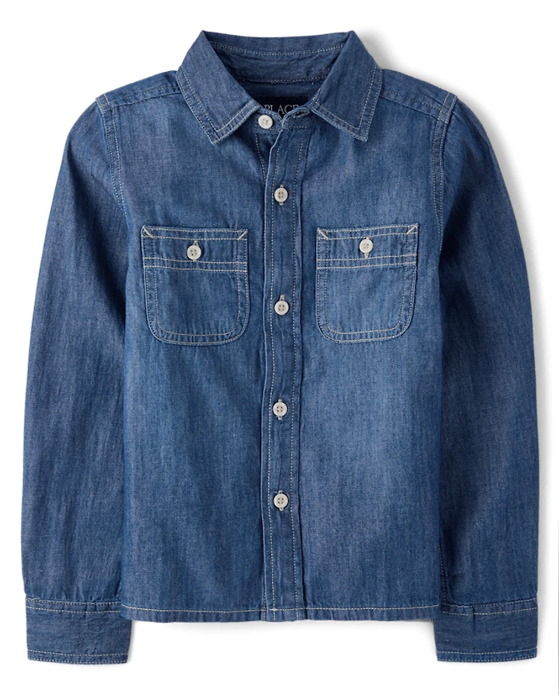 Boys Chambray Button Up Shirt