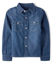 Boys Chambray Button Up Shirt