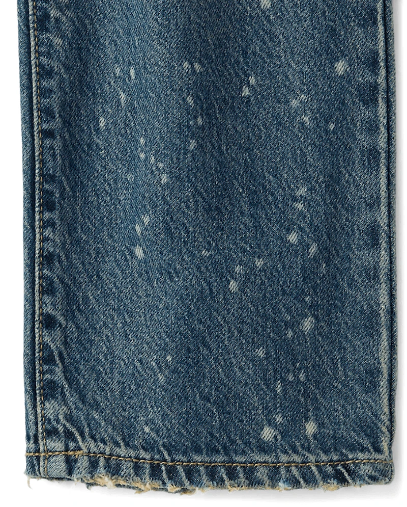 Boys Ripped Bleach Splatter Baggy Jeans