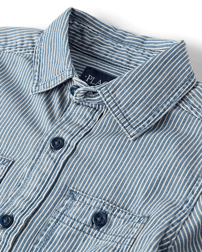 Chemise en jean à rayures ferroviaires pour garçon