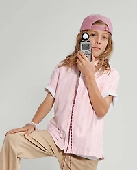 Boys Striped Oxford Button Up Shirt