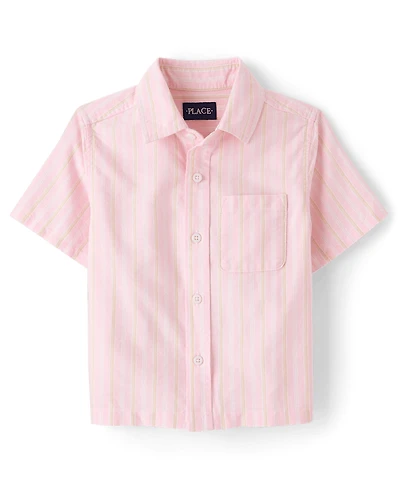 Boys Striped Oxford Button Up Shirt