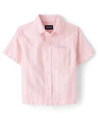 Boys Striped Oxford Button Up Shirt