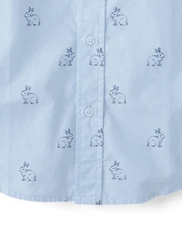 Chemise à boutons en popeline motif lapin Papa et Moi pour homme