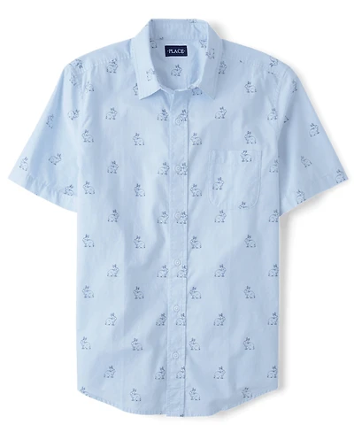 Chemise à boutons en popeline motif lapin Papa et Moi pour homme