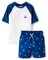 Boys Shark Rashguard Swimsuit
