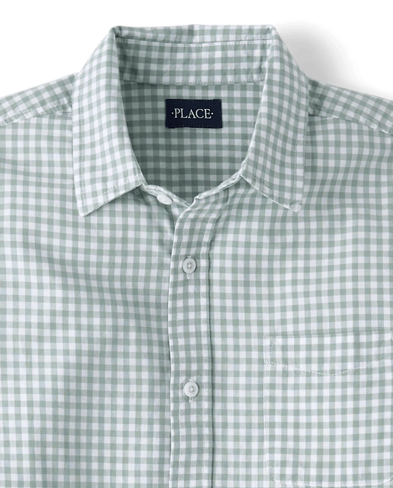 Chemise à carreaux vichy homme « Papa et moi » en popeline boutonnée