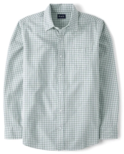 Chemise à carreaux vichy homme « Papa et moi » en popeline boutonnée