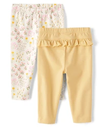 Baby Girls Floral Ruffle Leggings 2-Pack