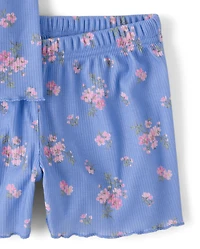 Girls Floral Ribbed Pajamas