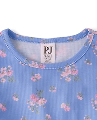Girls Floral Ribbed Pajamas
