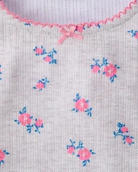 Girls Floral Lettuce Pointelle Pajamas