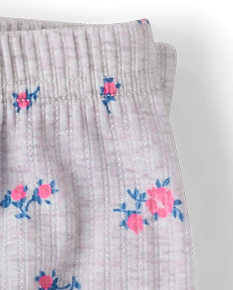 Girls Floral Lettuce Pointelle Pajamas