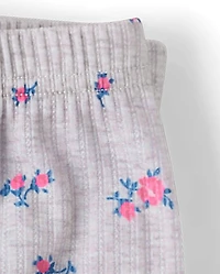 Girls Floral Lettuce Pointelle Pajamas