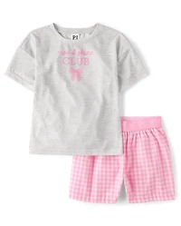 Girls Rise And Shine Club Gingham Pajamas