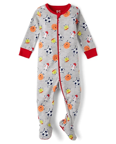 Baby And Toddler Boys Sports Snug Fit Cotton Footed One Piece Pajamas