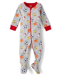 Baby And Toddler Boys Sports Snug Fit Cotton Footed One Piece Pajamas