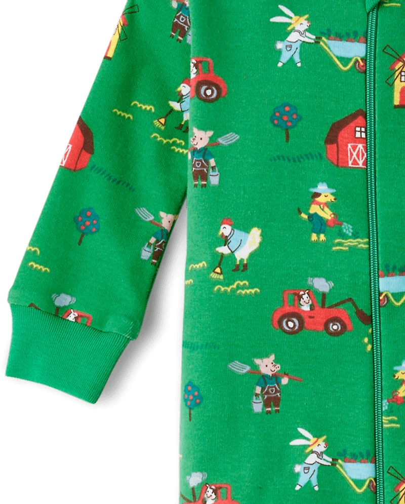 Baby And Toddler Farm Animal Snug Fit Cotton Footed One Piece Pajamas