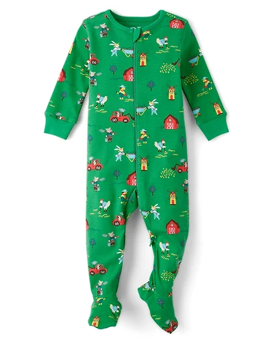 Baby And Toddler Farm Animal Snug Fit Cotton Footed One Piece Pajamas