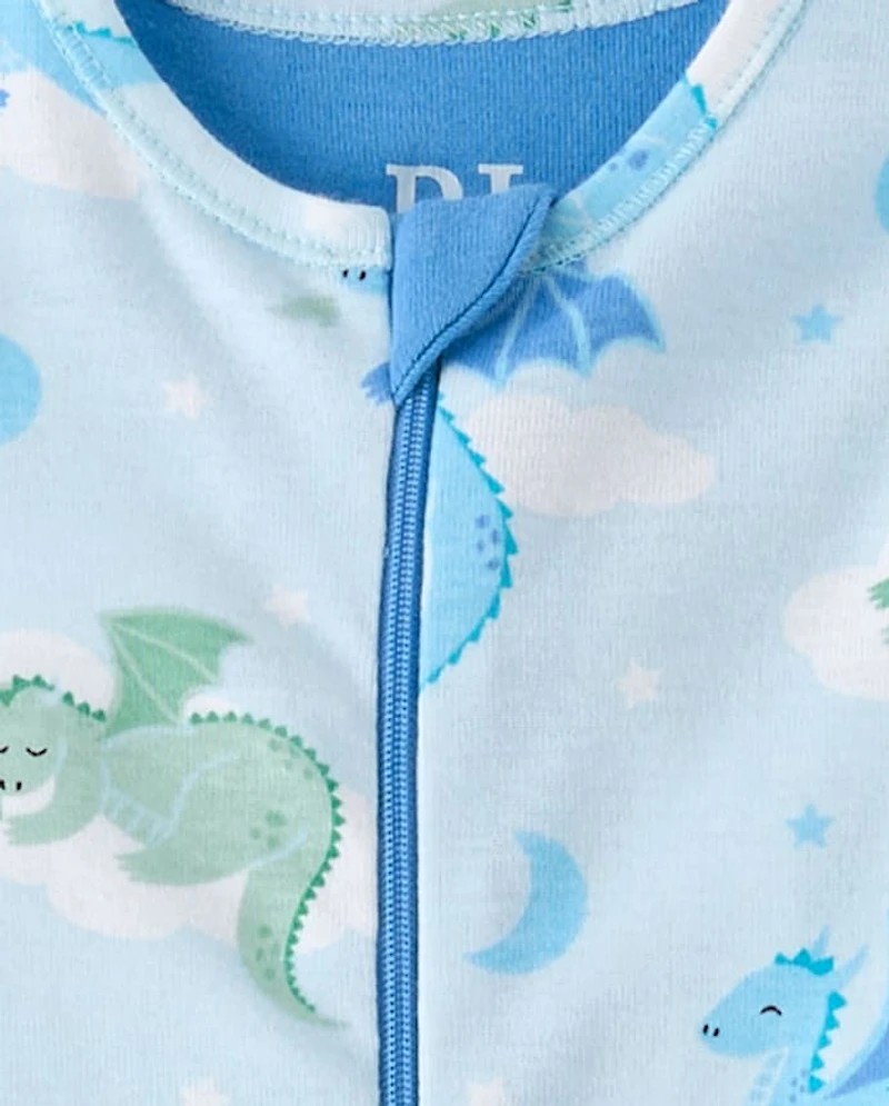 Baby And Toddler Boys Dragon Snug Fit Cotton Footed One Piece Pajamas