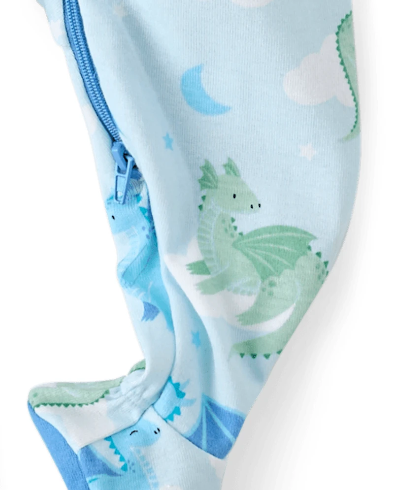 Baby And Toddler Boys Dragon Snug Fit Cotton Footed One Piece Pajamas