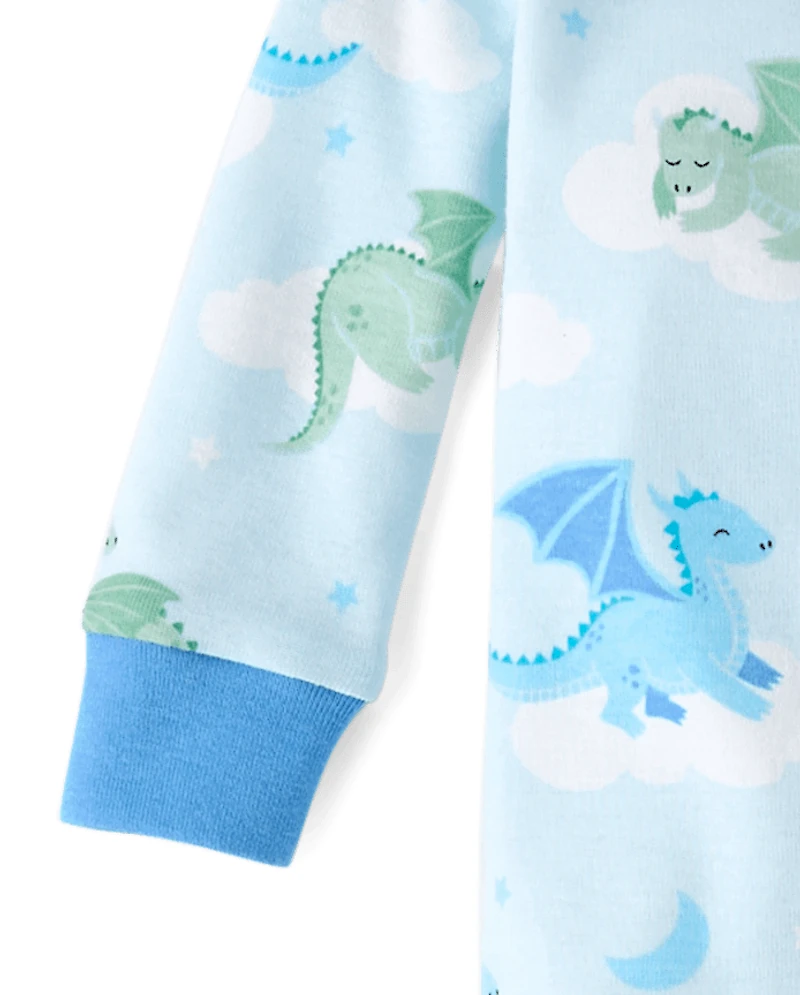 Baby And Toddler Boys Dragon Snug Fit Cotton Footed One Piece Pajamas
