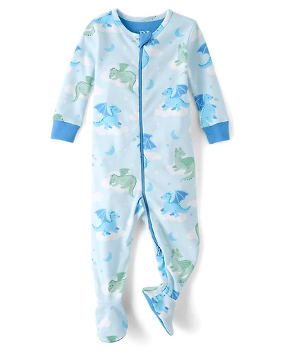 Baby And Toddler Boys Dragon Snug Fit Cotton Footed One Piece Pajamas