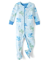 Baby And Toddler Boys Dragon Snug Fit Cotton Footed One Piece Pajamas