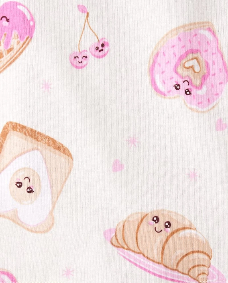 Girls Breakfast Hearts Snug Fit Cotton Pajamas
