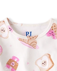 Girls Breakfast Hearts Snug Fit Cotton Pajamas