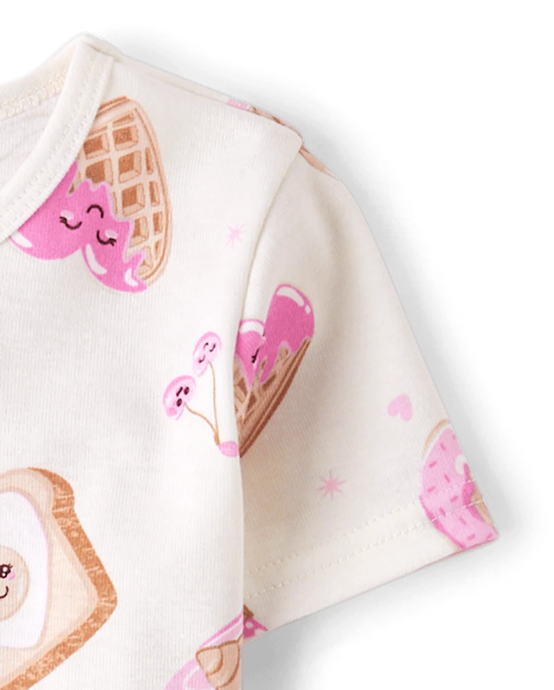 Girls Breakfast Hearts Snug Fit Cotton Pajamas