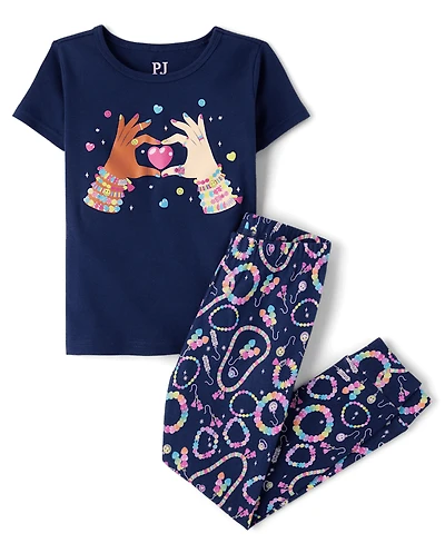 Girls Friendship Bracelets Snug Fit Cotton Pajamas
