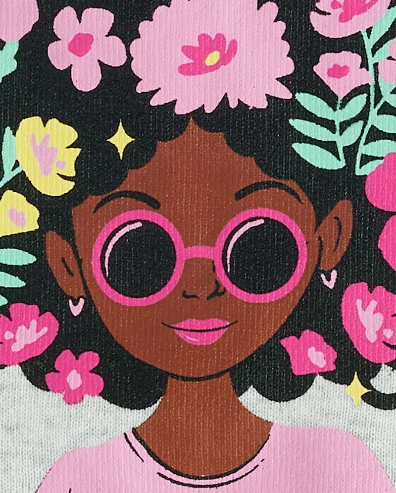 Girls Flower Hair Snug Fit Cotton Pajamas