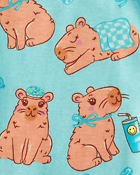 Girls Capybara Snug Fit Cotton Pajamas