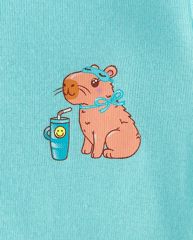 Girls Capybara Snug Fit Cotton Pajamas